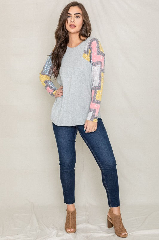 Long Sleeve Patchwork Tunic