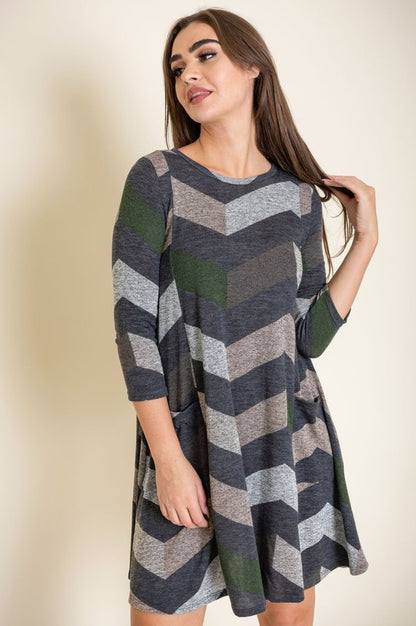 Plus Chevron A-Line Dress