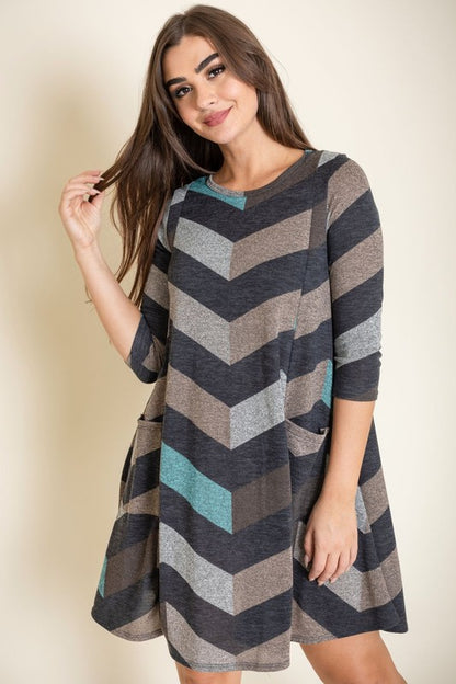 Plus Chevron A-Line Dress