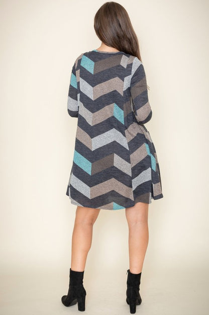 Plus Chevron A-Line Dress