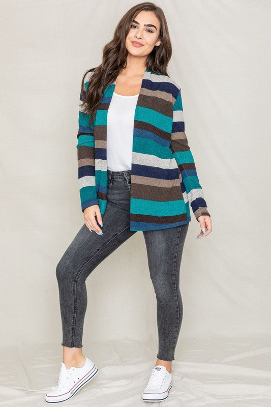 Stripe Elbow Patch Cardigan