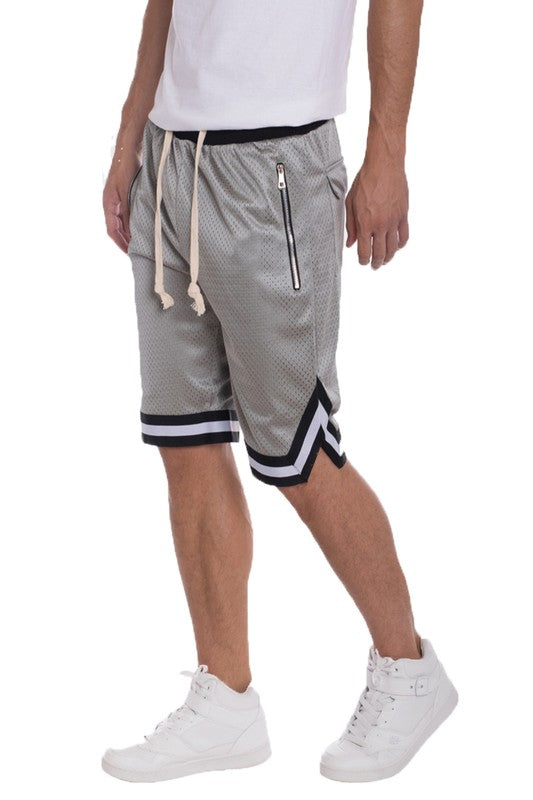 STRIPED BAND SOLID BASKETBALL SHORTS