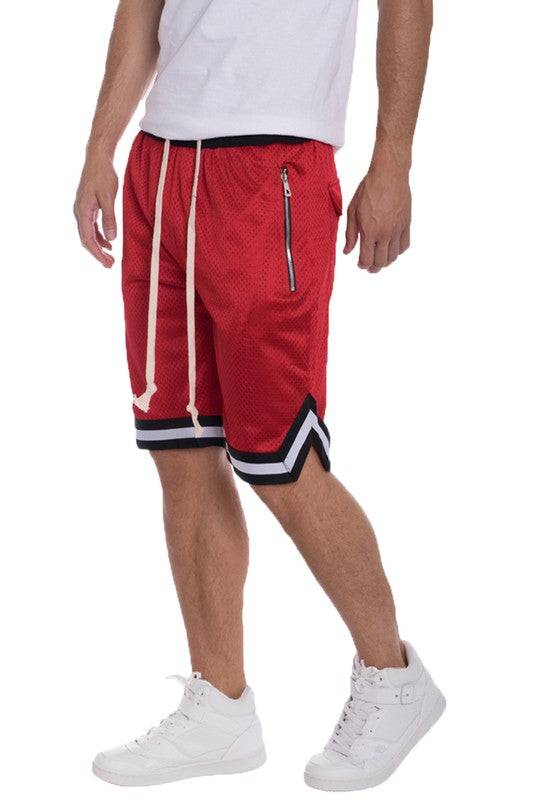 STRIPED BAND SOLID BASKETBALL SHORTS