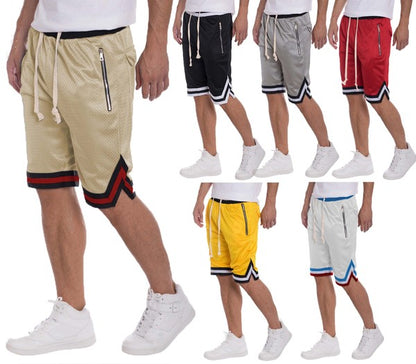 STRIPED BAND SOLID BASKETBALL SHORTS