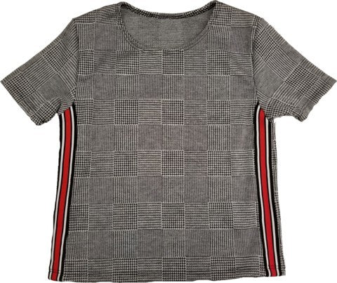 KIDS PLAID STRIPE SIDE TOP