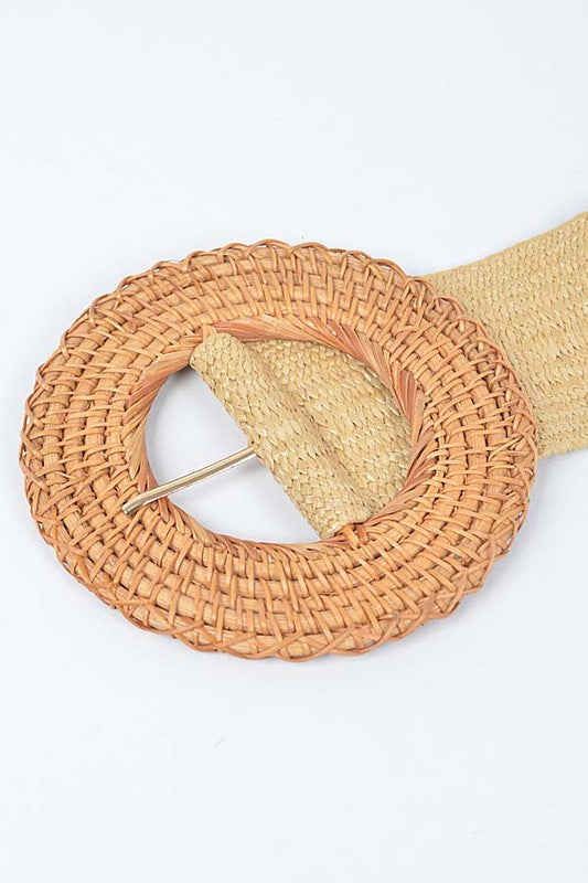 Oversize Bamboo Buckle Elastic Belt