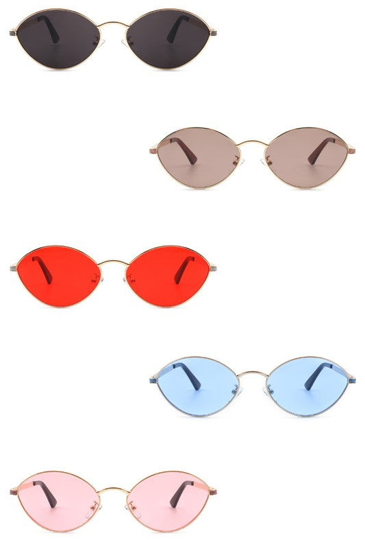 Oval Retro Geometric Metal Fashion Sunglasses