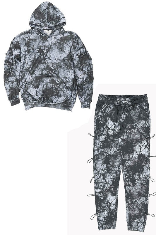 TYE DYE SLEEVE TOGGLE HOODIE AND SWEAT SET