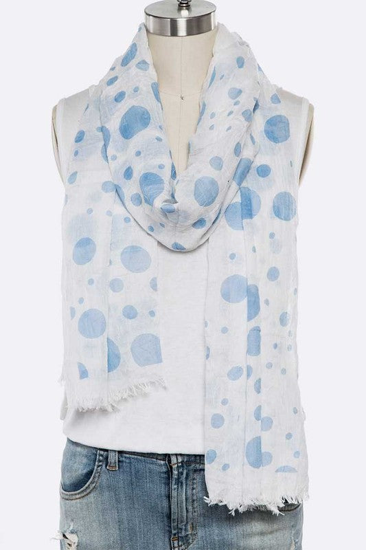 Cotton Blend Polka Dot Large Oblong Scarf