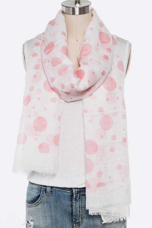 Cotton Blend Polka Dot Large Oblong Scarf