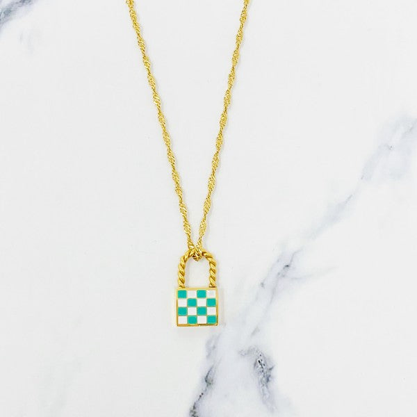 Checkered Locket Necklace