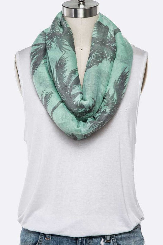 Palm Tree Printed Infinity Scarf