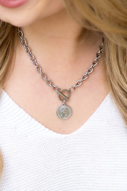 Coin Accent Chain Necklace