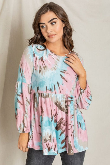 Swirl Tie Dye Bishop Sleeve Tunic