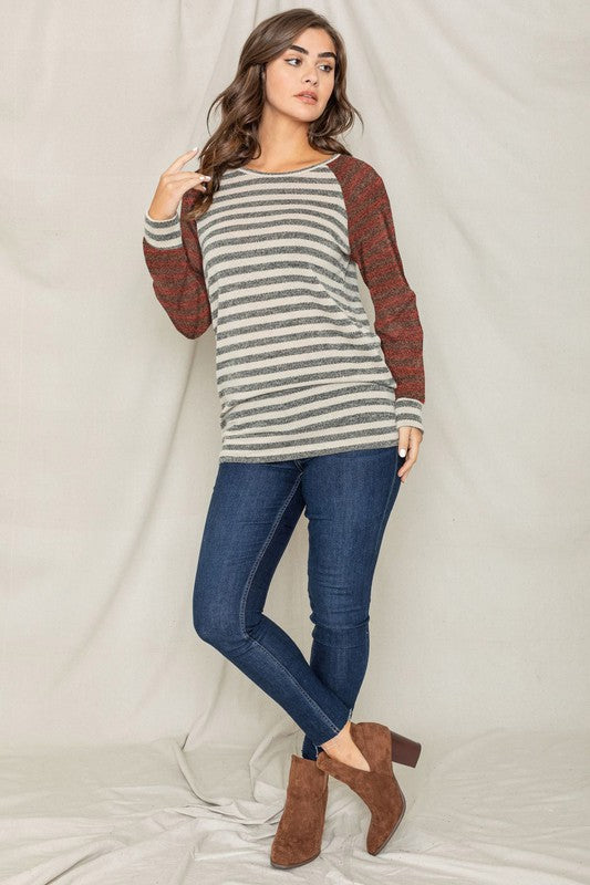 Two Tone Terry Stripe Tunic