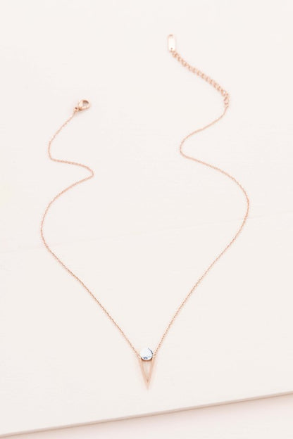 Tensly Point Stone Necklace Rose Gold