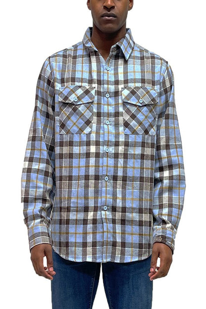 Regular Fit Checker Plaid Flannel Long Sleeve