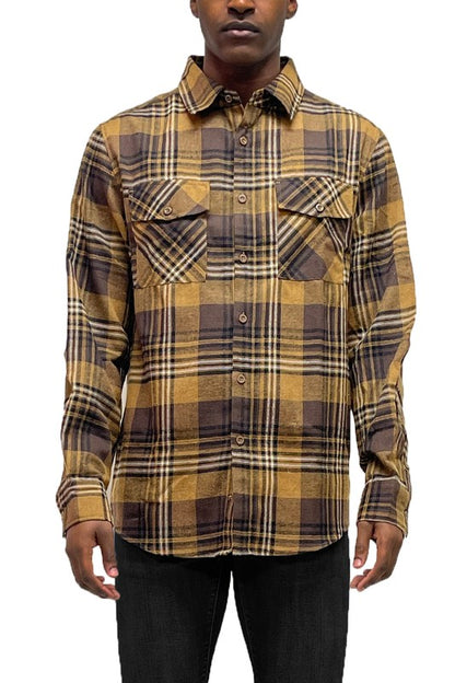 Regular Fit Checker Plaid Flannel Long Sleeve