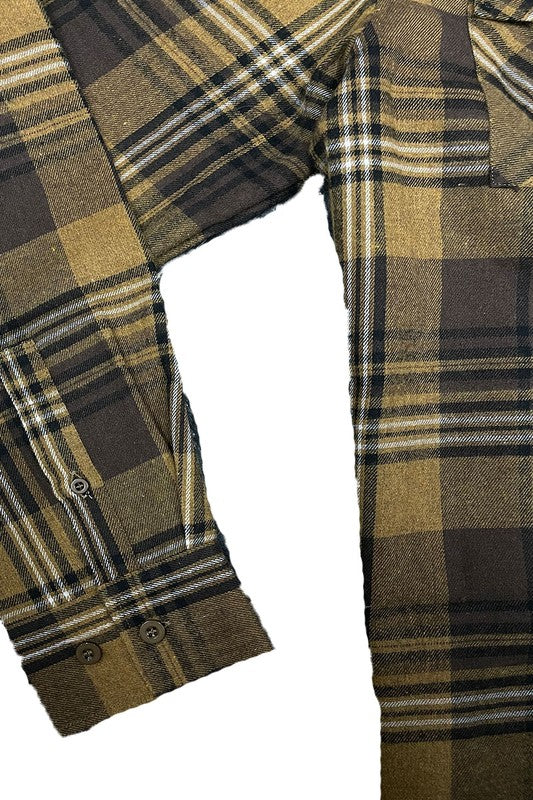 Regular Fit Checker Plaid Flannel Long Sleeve