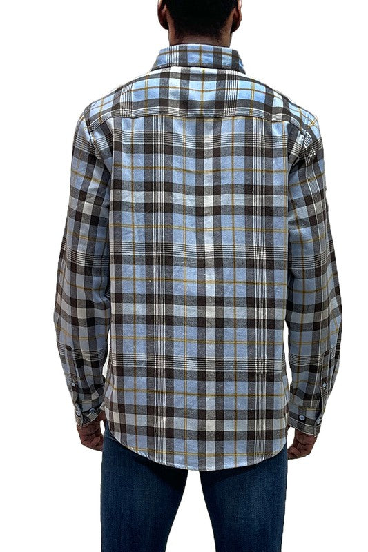 Regular Fit Checker Plaid Flannel Long Sleeve