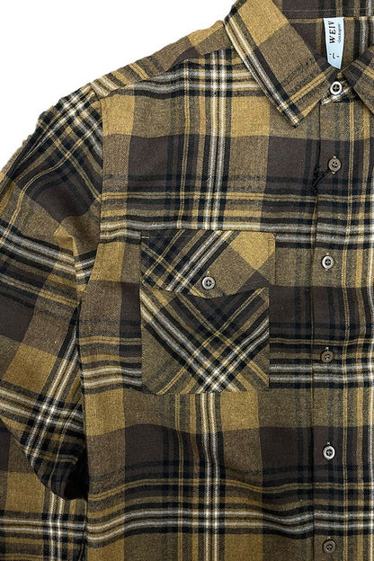 Regular Fit Checker Plaid Flannel Long Sleeve