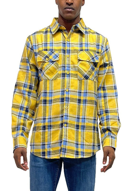 LONG SLEEVE FLANNEL FULL PLAID CHECKERED SHIRT