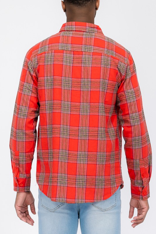 LONG SLEEVE FLANNEL FULL PLAID CHECKERED SHIRT