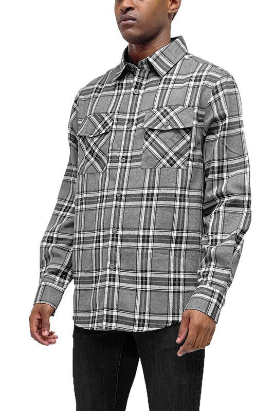 LONG SLEEVE FLANNEL FULL PLAID CHECKERED SHIRT