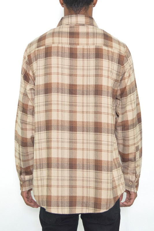 Regular Fit Checker Plaid Flannel Long Sleeve