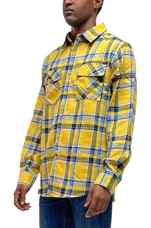 LONG SLEEVE FLANNEL FULL PLAID CHECKERED SHIRT