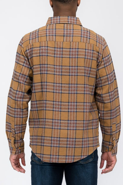 LONG SLEEVE FLANNEL FULL PLAID CHECKERED SHIRT