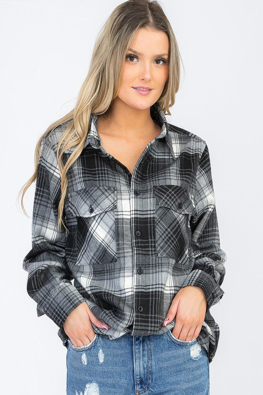 Boyfriend Oversize Plaid Flannel Long Sleeve