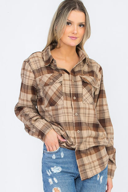 Boyfriend Oversize Plaid Flannel Long Sleeve