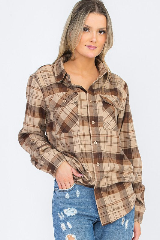 BOYFRIEND Fit Checker Plaid Flannel Long Sleeve