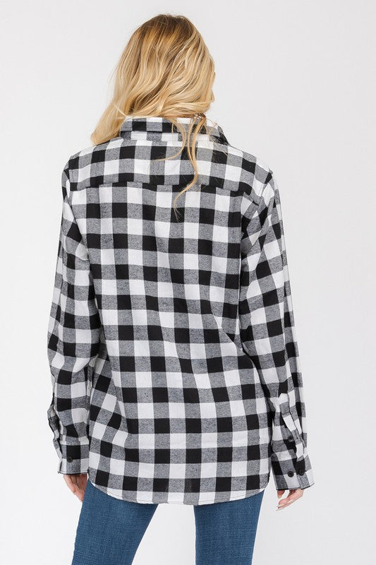 Boyfriend Checker Plaid Flannel Long Sleeve