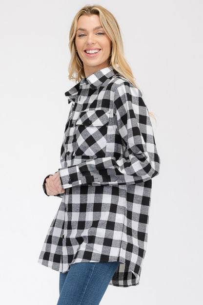 Boyfriend Checker Plaid Flannel Long Sleeve