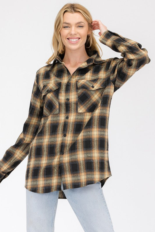 FULL PLAID CHECKERED FLANNEL LONG SLEEVE