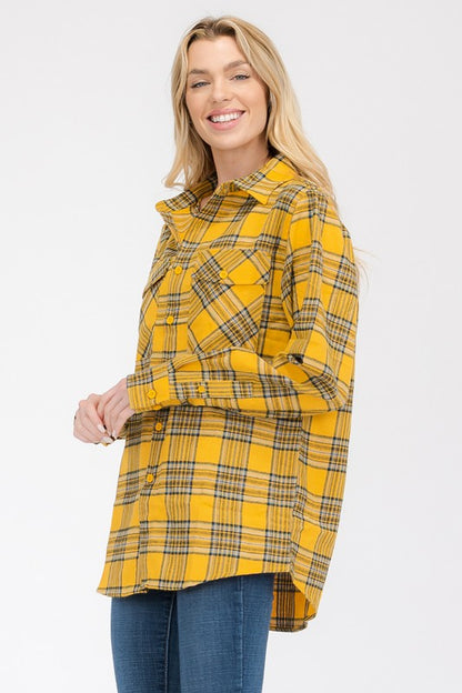 Boyfriend Fit Checker Plaid Flannel Long Sleeve