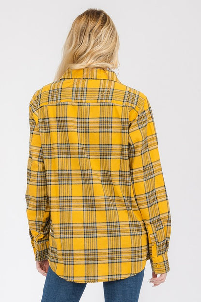 Boyfriend Fit Checker Plaid Flannel Long Sleeve