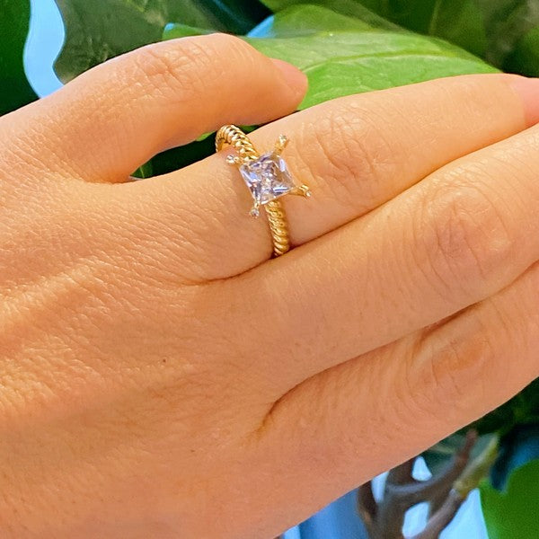 Braided Single Stone Ring