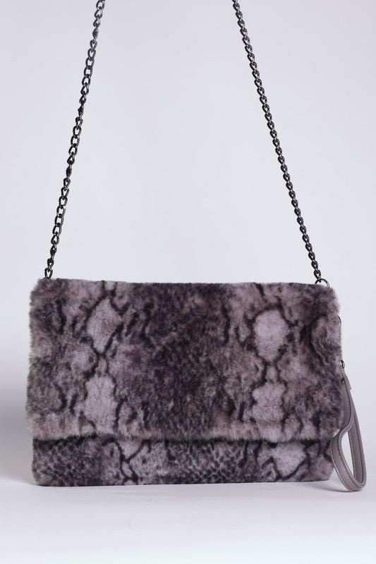 FAUX FUR SHOULDER CLUTCH PURSE