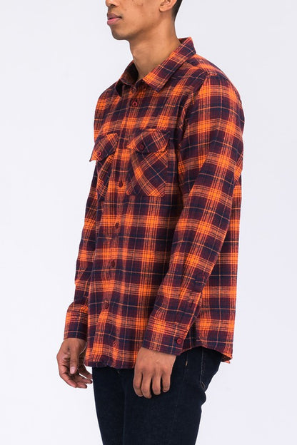 Regular Fit Checker Plaid Flannel Long Sleeve