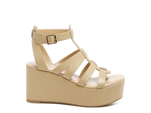 RAG&CO WINDRUSH CAGE WEDGE LEATHER SANDAL