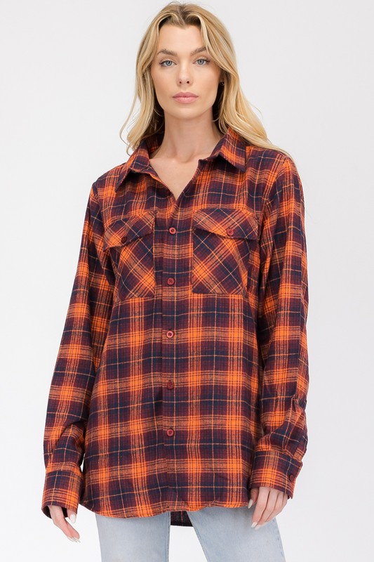 Boyfriend Oversize Plaid Flannel Long Sleeve