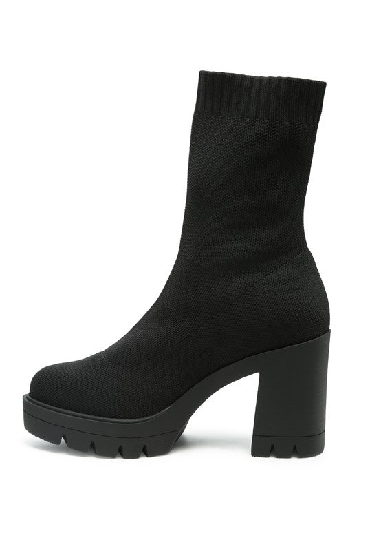 Zinnia Knitted Block Heeled Boots