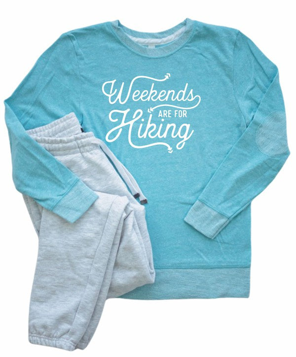 Weekends are For Hiking Crewneck Elbow Patch Crew