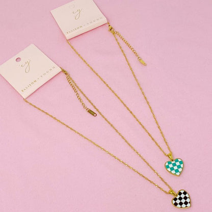 Checkered Heart Necklace