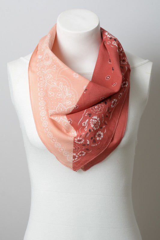 Two Tone Western Floral Bandana