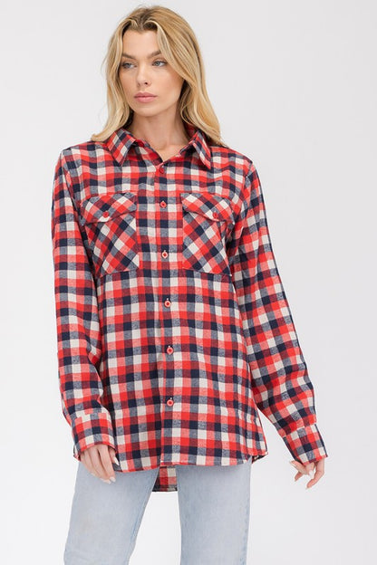 Womens Boyfriend Flannel Shirt S-L ONLY