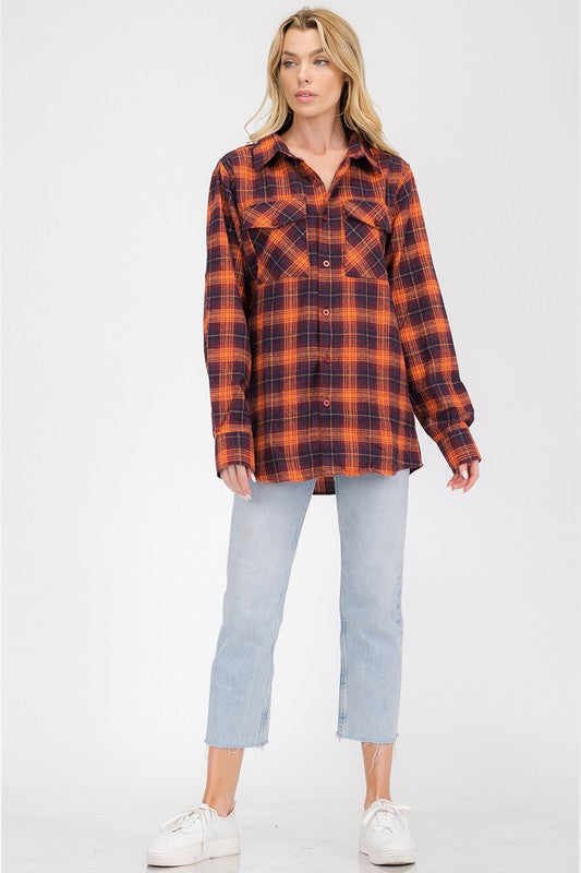 Womens Boyfriend Flannel Shirt S-L ONLY